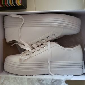Platform white sneakers